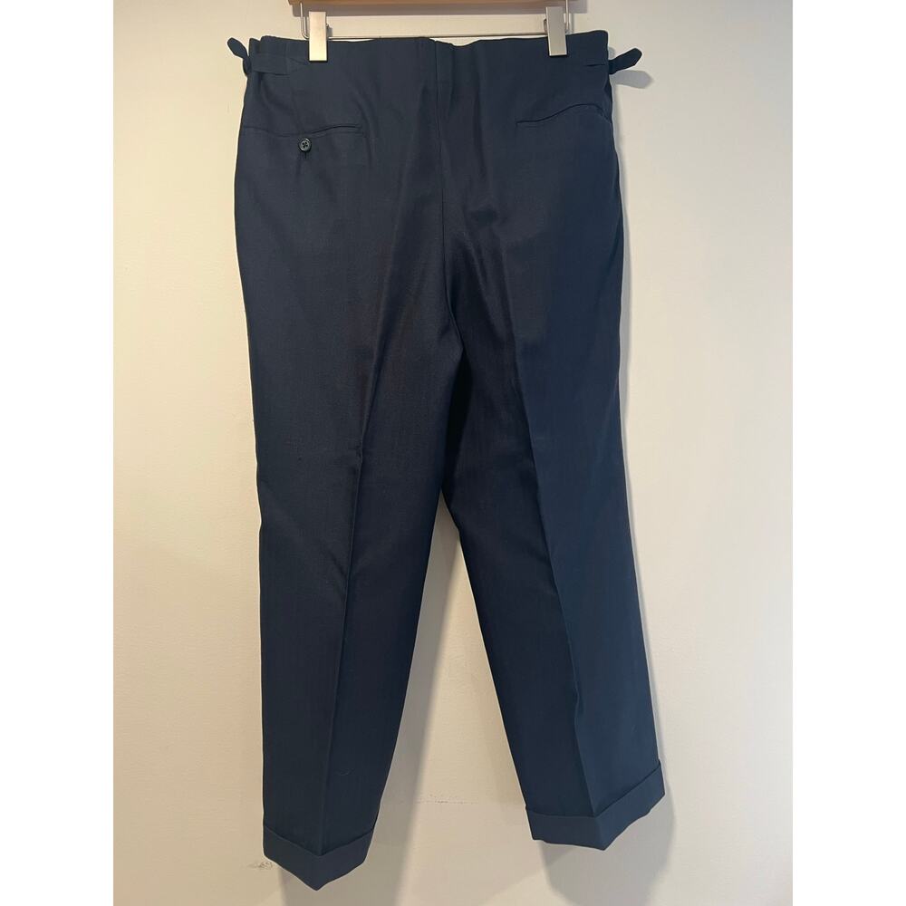 Oxxford Men's Pleated Dress Pants Navy Blue Herringbone Size 36 JP - Picture 9 of 11